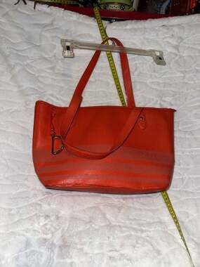 Lauren Ralph Lauren Newbury Striped Saffiano Leather Shopper Tote - Orange